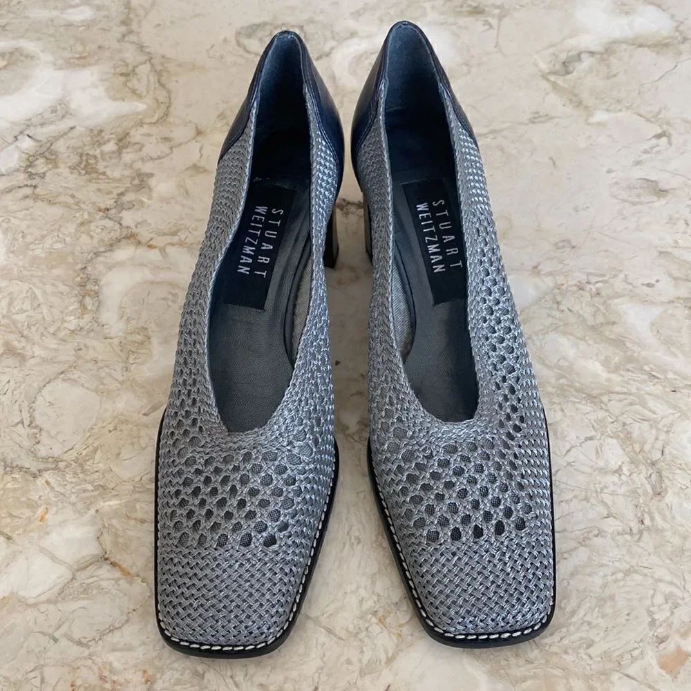 Vintage Stuart Weitzman Square Toe Block Heels - Picture 3 of 15